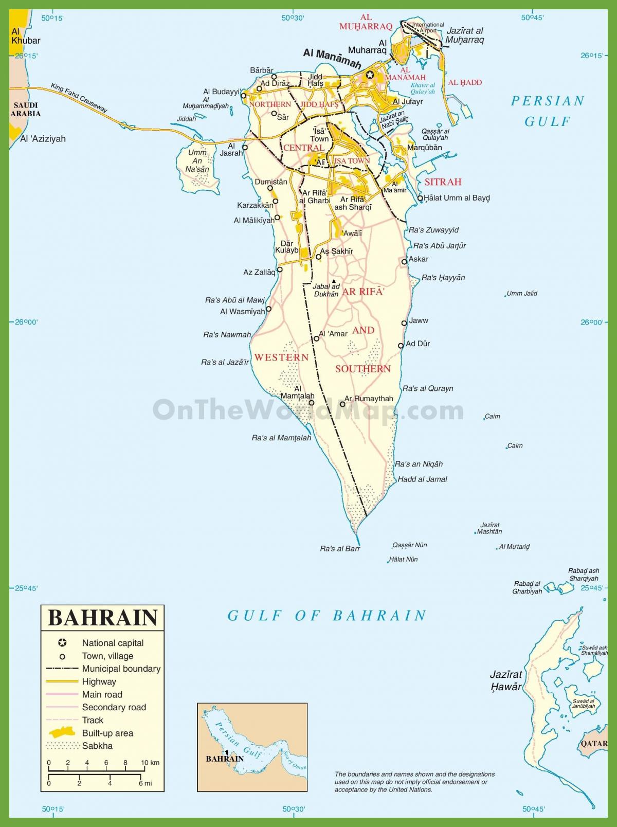 بحرین کے شہروں کا نقشہ