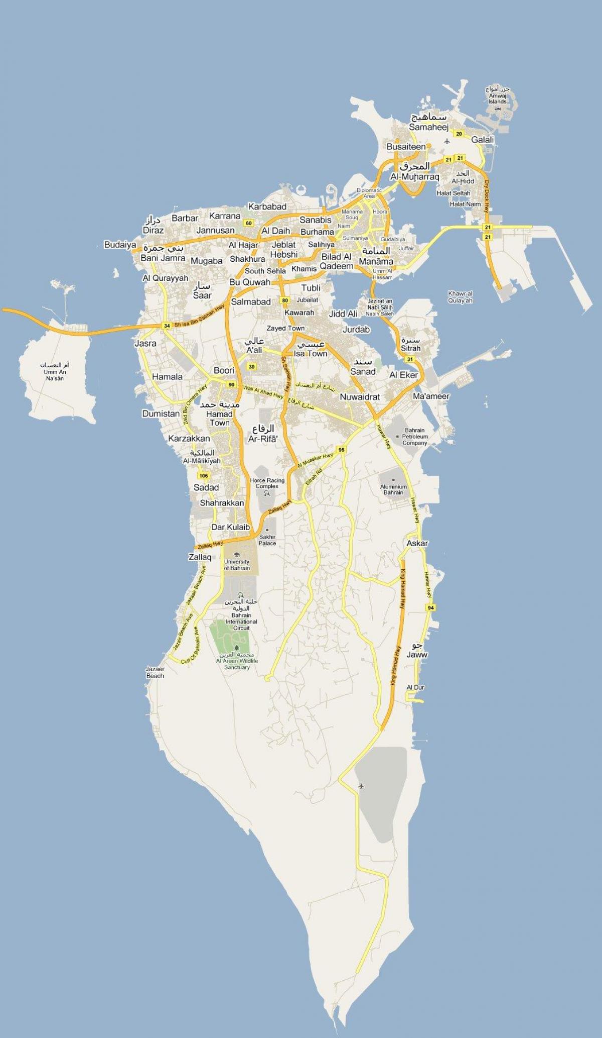 نقشہ کی سڑک کا نقشہ بحرین