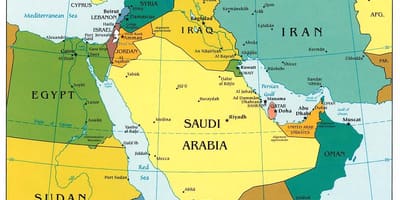 بحرین پر مشرق وسطی کا نقشہ