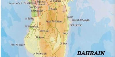 بحرین کا نقشہ کے ساتھ مقامات